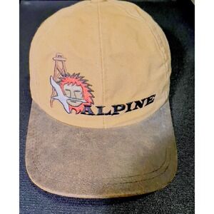Alpine Canvas Leather Bill Hat Made in USA Adjustable Vtg Workwear Cap Embroider